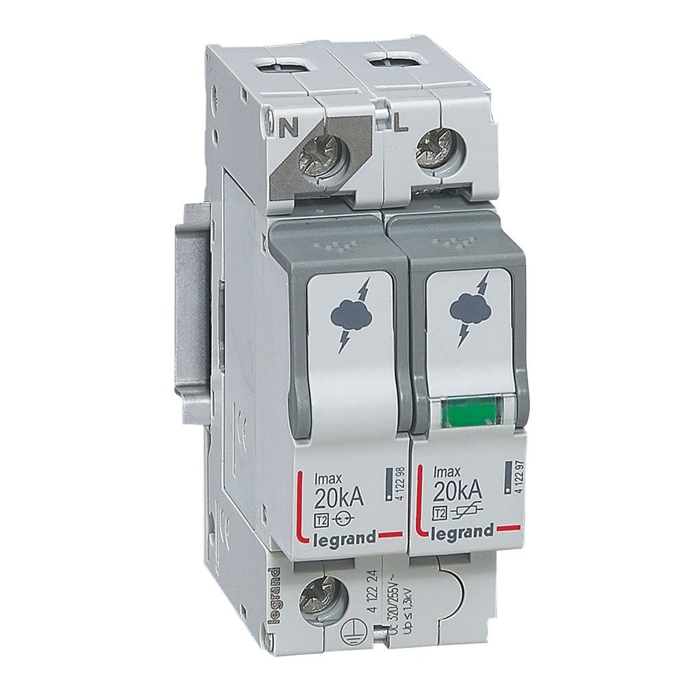 Legrand Sayaç sonrası için parafudr Tip 2 C tipi Imax 20kA Up:1.2kV 1Kutup + N LEG-412224