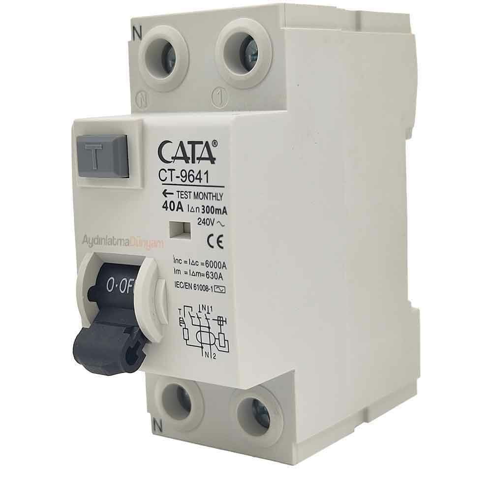 Cata Monofaze Yangın Koruma Rölesi 1X40A 300mA Ct-9641