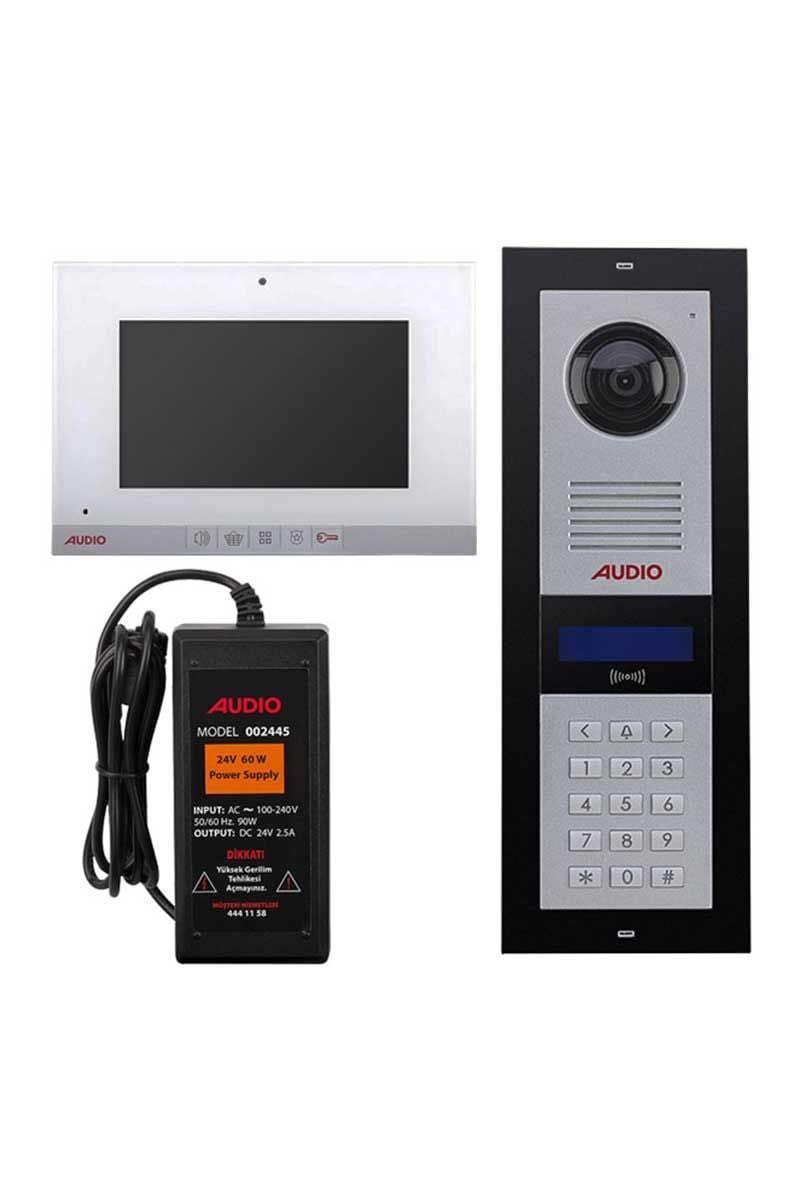Audio 001188MBP 7 inç 15 Daire Mekanik Buton Panelli Görüntülü Diafon Paketi