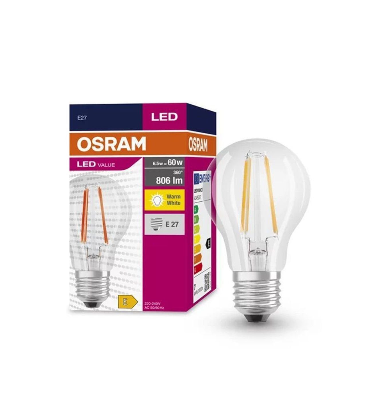 Osram Ledvalue 6,5W (60W) Rustik Led Ampul Sarı 2700K E27 Duy