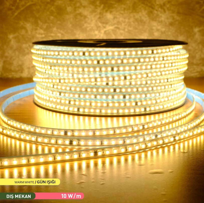ACK 3535 120 Led/Metre 3000K 220V Şerit Led Ip65 10Mmx5Mm AS01-01500