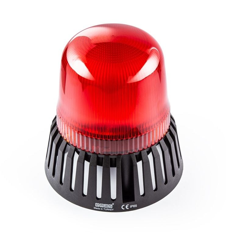 Emas Tepe Lambası Çok Fonk.Ø120 Kırmızı 24 Ac/Dc Buzzer - IT120R024Z