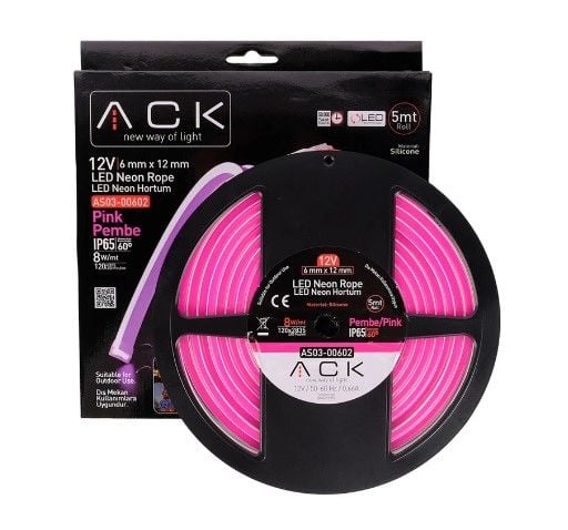ACK 12V Neon Hortum Pembe 5Mt/Makara 2835 AS03-00602