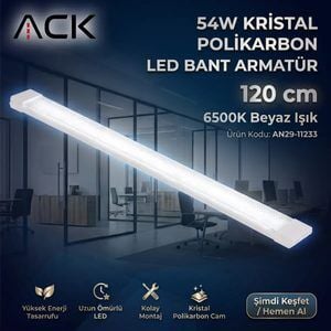 ACK 54W Kristal Polikarbon Led Bant Armatür 6500K  An29-11233 (AN29-11233) İncelemesi, Özellikleri ve Avantajları