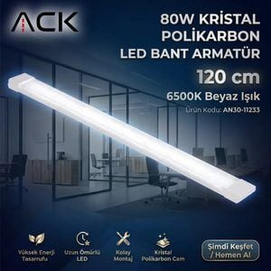ACK 80W Kristal Polikarbon Led Bant Armatür 6500K  An30-11233 (AN30-11233) İncelemesi, Özellikleri ve Avantajları