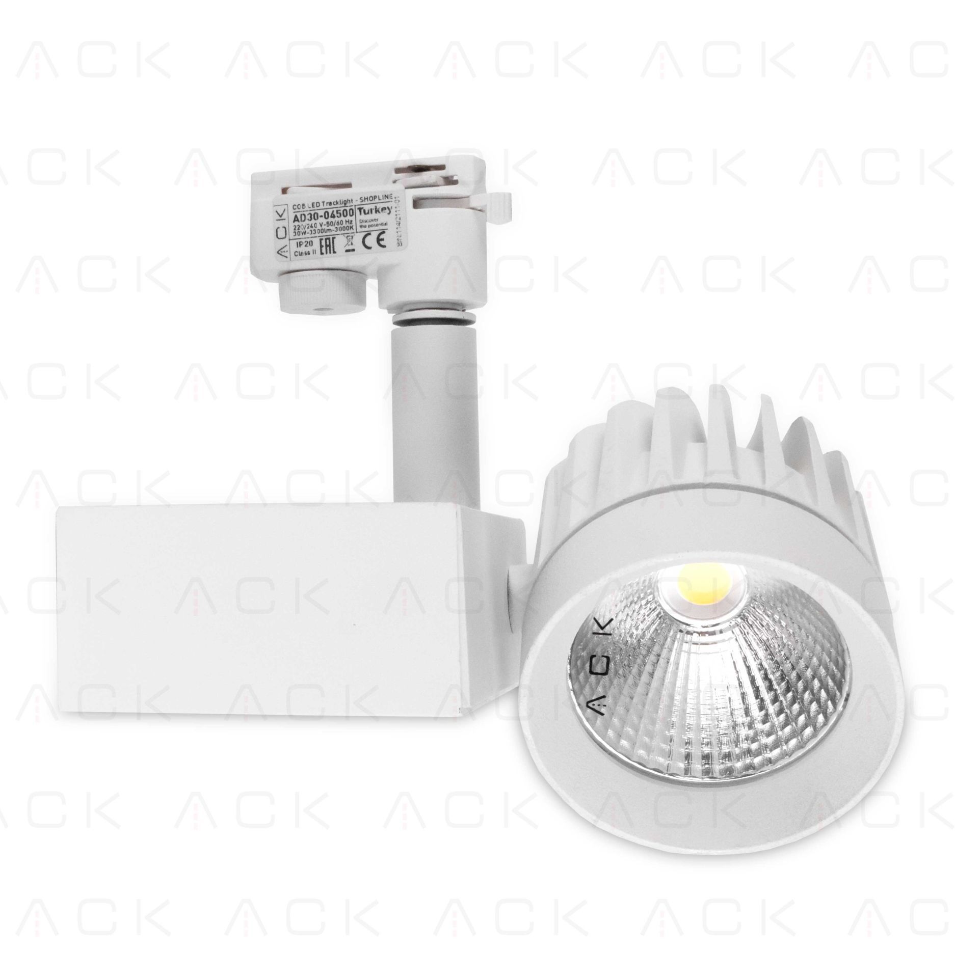 ACK 30W Beyaz 4000K Cob Led Monofaze Ray Armatürü AD30-04510