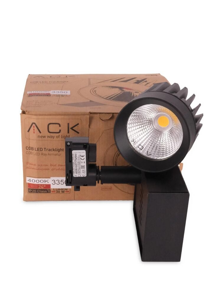 ACK 30W Sıyah 4000K Cob Led Monofaze Ray Armatürü AD30-04511