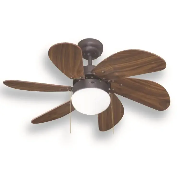 Vanti KCF280 60W 30 inç Ahşap 6 Kanatlı Lambalı Avizeli İpli Tavan Vantilatörü