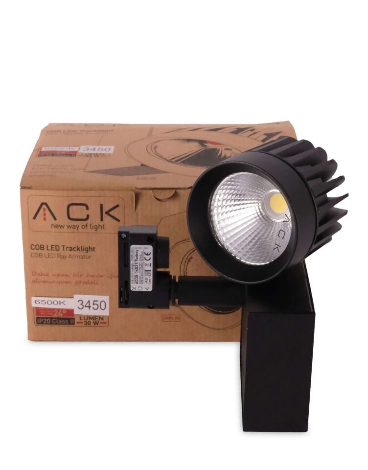 ACK 30W Sıyah 6500K Cob Led Monofaze Ray Armatürü AD30-04531