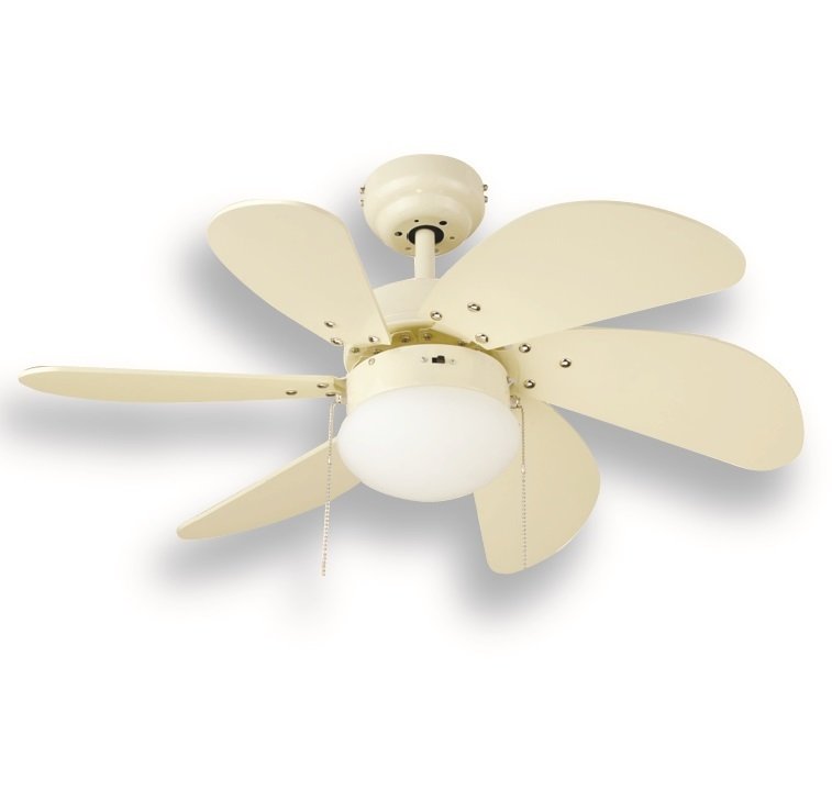 Vanti KCF281 60W 30 inç Ahşap Beyaz 6 Kanatlı Lambalı Avizeli İpli Tavan Vantilatörü