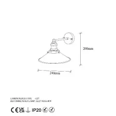 Aydinlatmadunyam Aplik BlackAntique Conical-12195