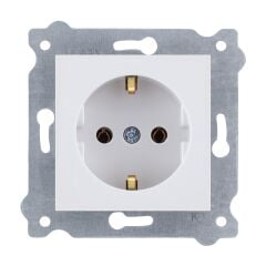 Exen Beyaz Modül+Kapak  Toprakli Priz