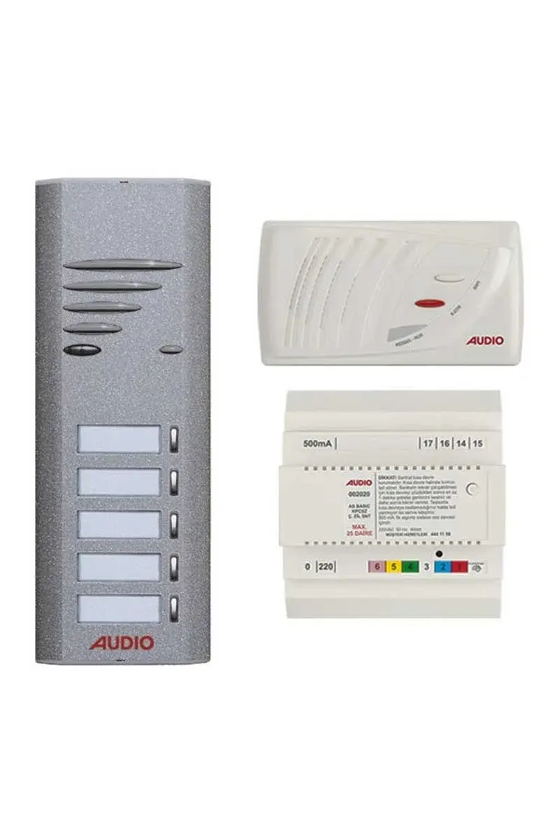 Audio SA201 Konsept Serisi 5 Daire Kapıcısız Sesli Diafon Paketi