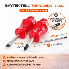 Baytek Tekli Tornavida Yildiz 5X125 Mm (Mk4481)