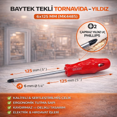 Baytek Tekli Tornavida Yildiz 6X125 Mm (Mk4485)