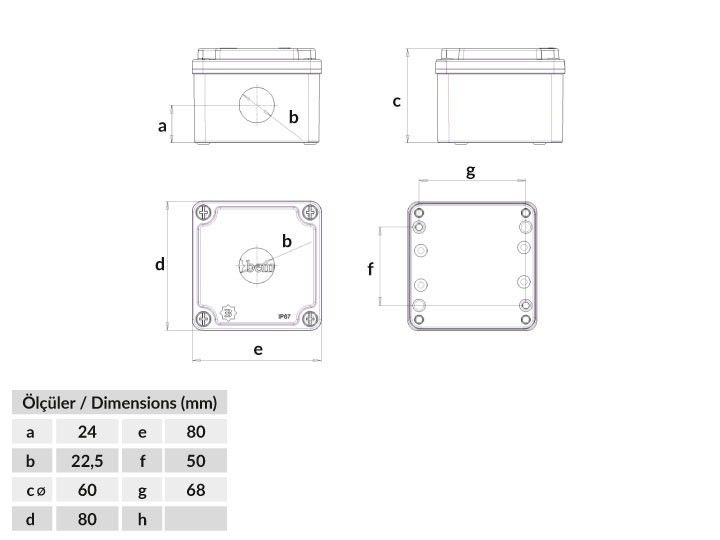 Bemis  1’li Buton Kutusu 80x80x60 IP67 BT4-1001-0007