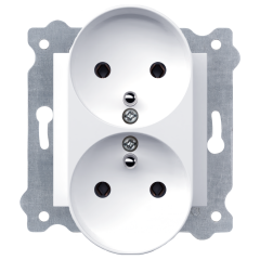 Exen Beyaz Modül+Kapak  Ikili Çocuk Korumali Ups Toprakli Priz (Tekli Çerçeve)