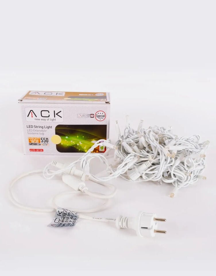 ACK 10Mt 100Led 3000K 220V Lüks Serı Eklenebılır Led AS90-00100