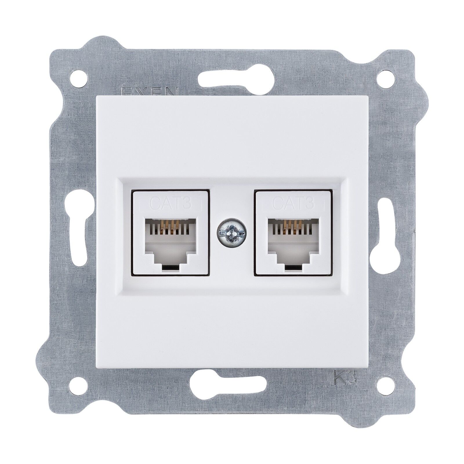 Exen Beyaz Modül+Kapak  Ikili Nümeris Telefon Prizi (2Xrj45 Cat3)