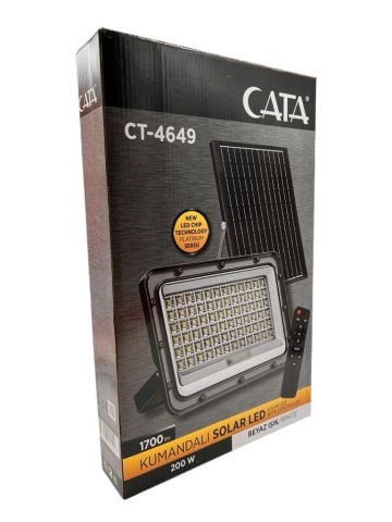 200W Kumandalı  Led Solar Projektör CT-4649 Cata