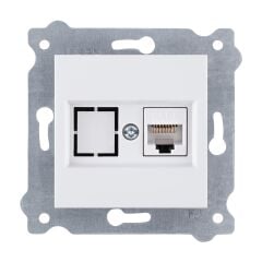 Exen Beyaz Modül+Kapak  Tekli Data Prizi Cat6