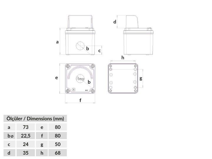 Bemis  1’li Korumalı Buton Kutusu 80x80x73 IP67 BT4-1071-0017
