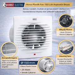 Horoz Plastik Fan 150 Lik Aspiratör Beyaz