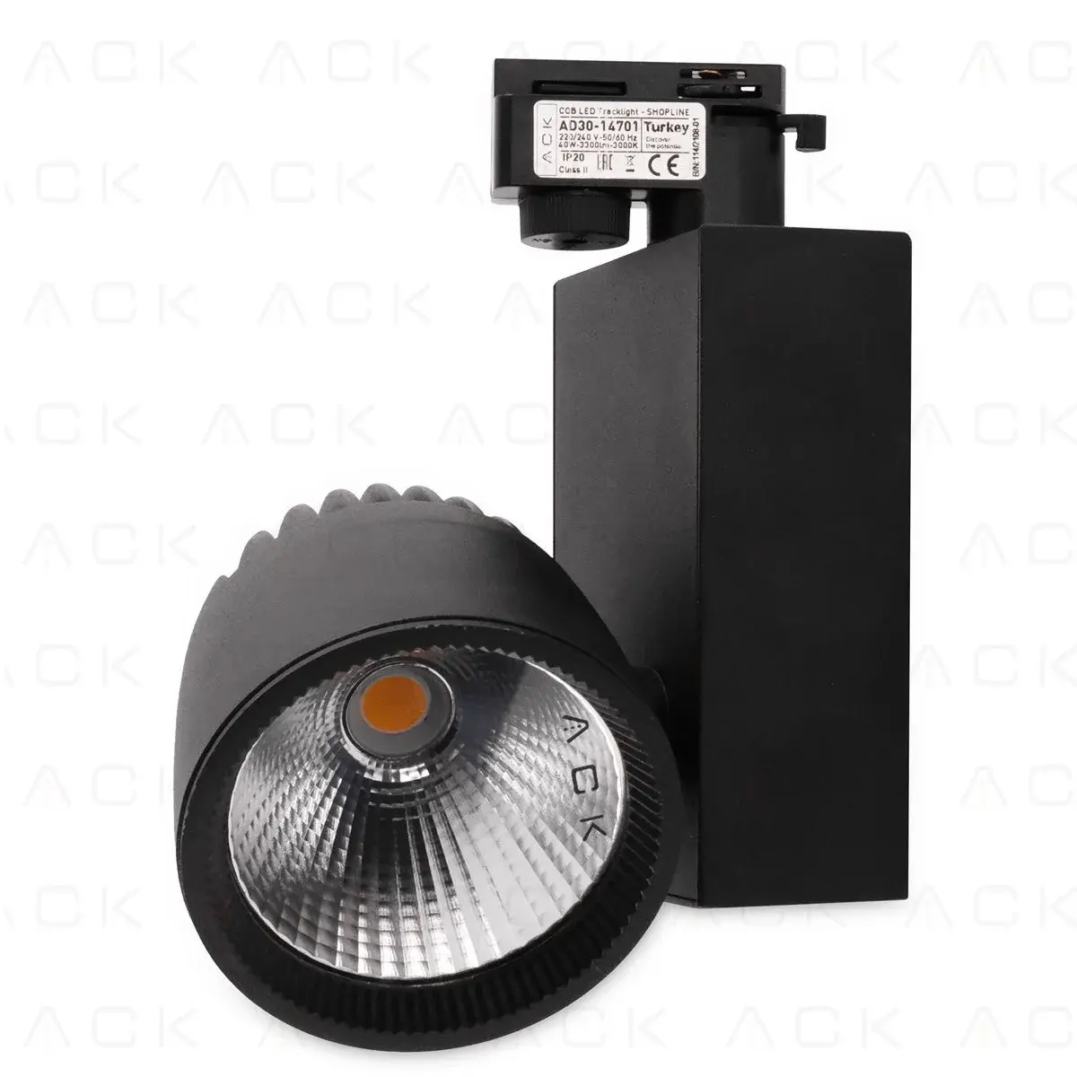 ACK 40W Sıyah 3000K Cob Led Monofaze Ray Armatürü AD30-14701