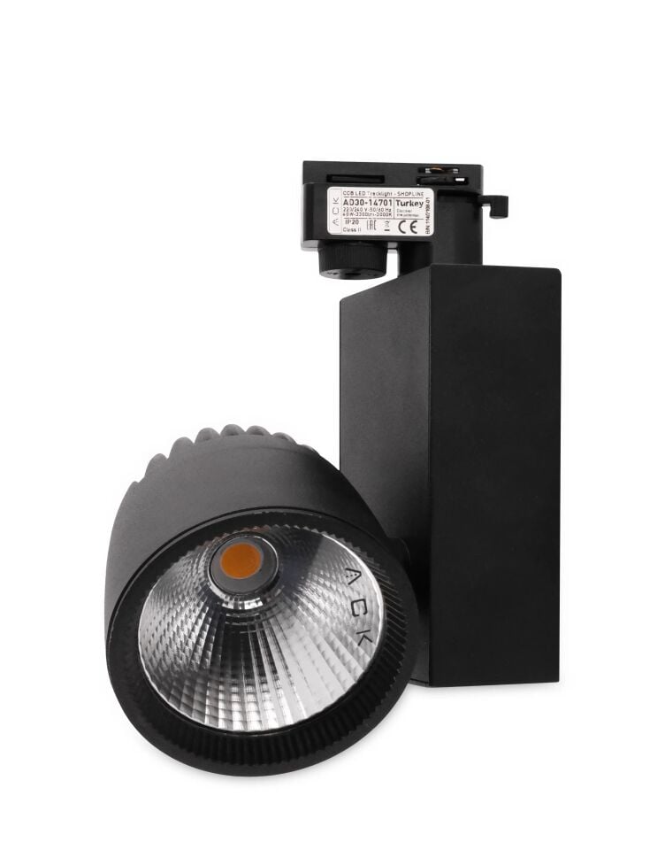 ACK 40W Sıyah 3000K Cob Led Monofaze Ray Armatürü AD30-14701