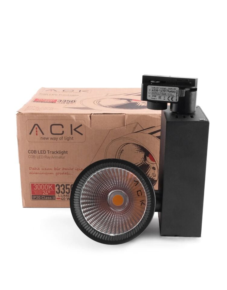 ACK 40W Sıyah 3000K Cob Led Monofaze Ray Armatürü AD30-14701
