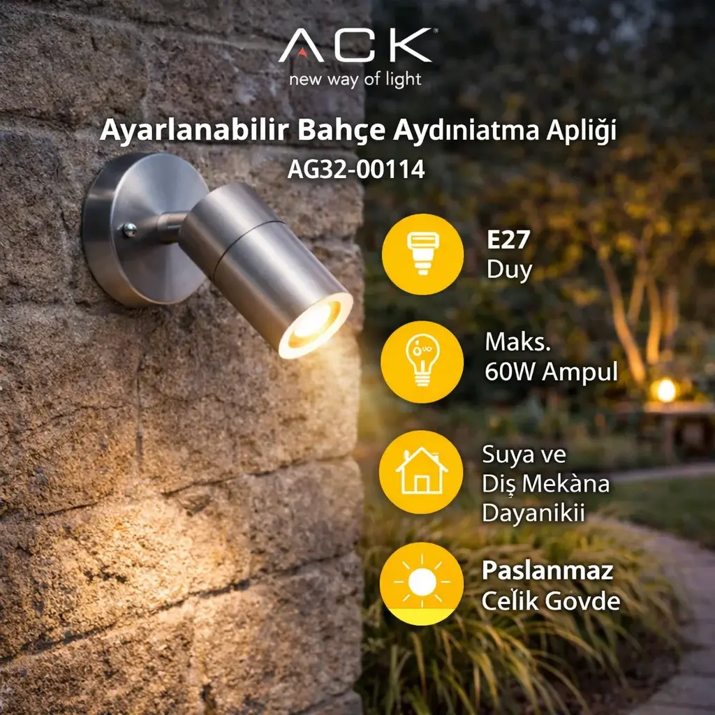 Ack Bahçe Aydinlatma Aplik en uygun fiyatlı satıcı