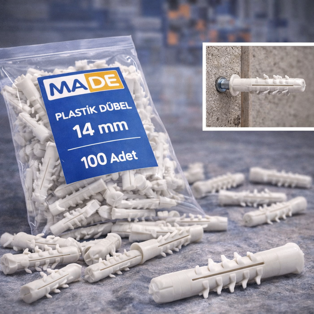 Made Plastik Dübel 14 Mm 100 Adet