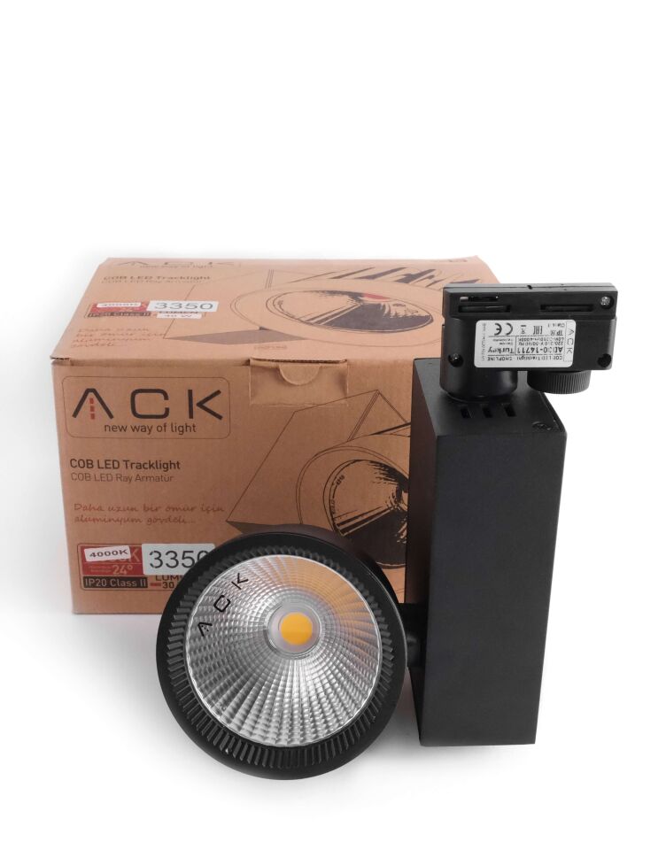ACK 40W Sıyah 4000K Cob Led Monofaze Ray Armatürü AD30-14711