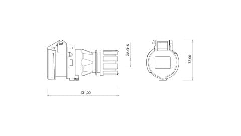 Bemis  2/16A. Uzatma Priz IP44 BC1-1102-2312