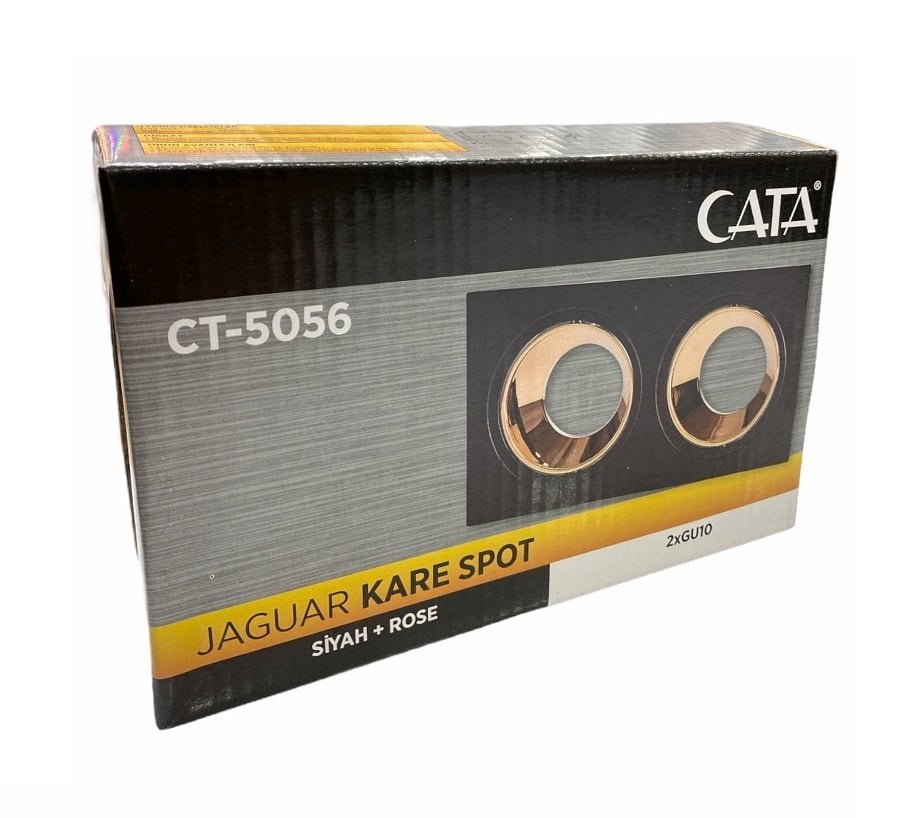 Cata CT-5056 İkili Gu10 Siyah Bakır Jaguar Kare Spot Kasası