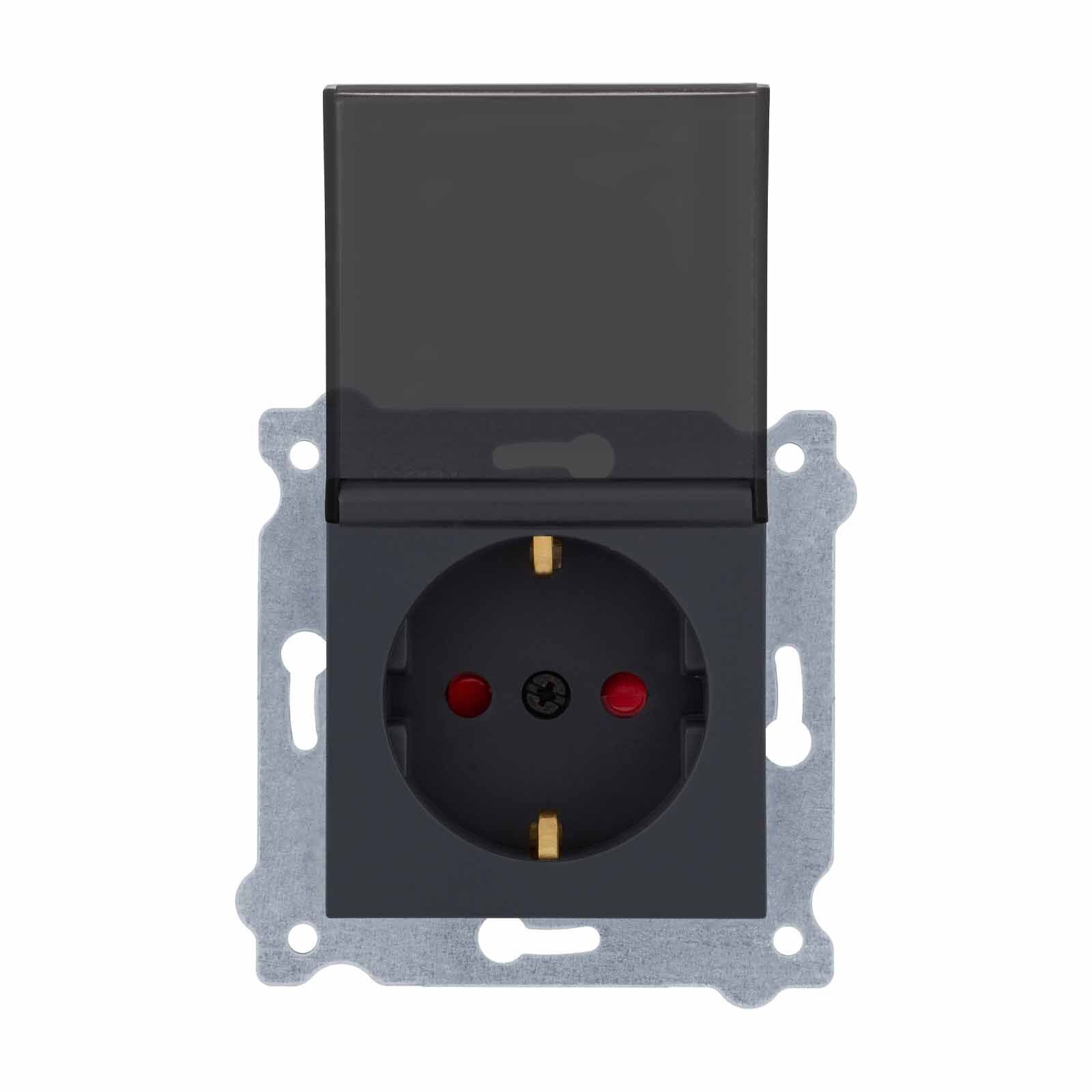 Exen Füme Modül+Kapak  Kapakli Çocuk Korumali Toprakli Priz