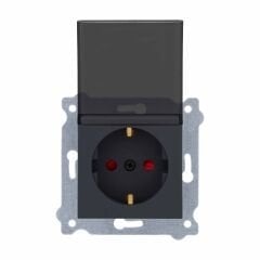 Exen Füme Modül+Kapak  Kapakli Çocuk Korumali Toprakli Priz