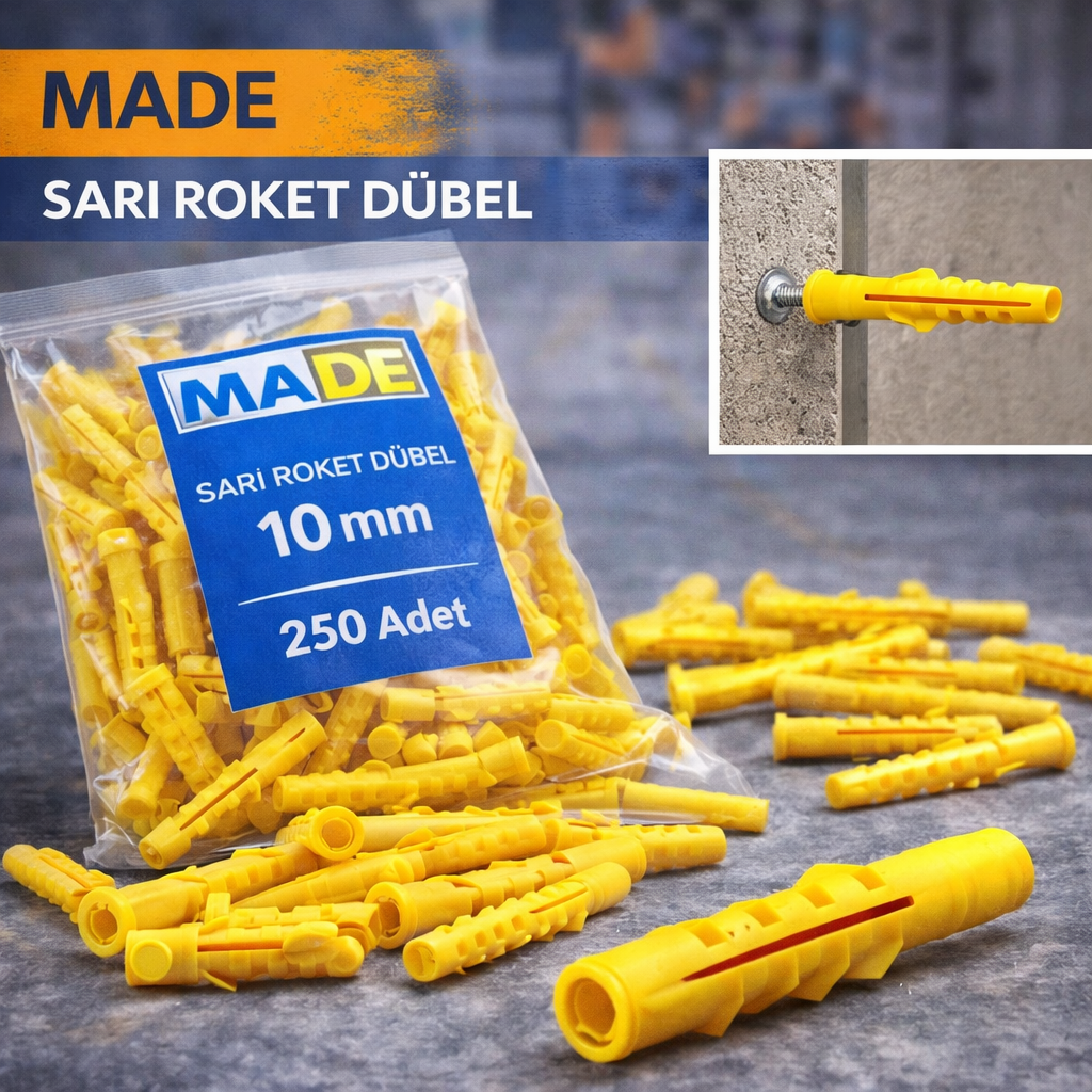 Made Sari Roket Dübel 10Mm 250 Adet