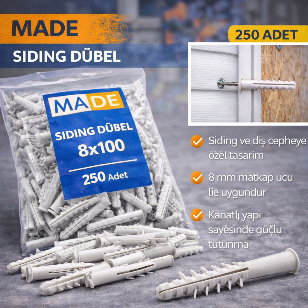Made Siding Dübel 8 X 100 250 Adet