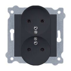 Exen Füme Modül+Kapak  Ikili Çocuk Korumali Ups Toprakli Priz (Tekli Çerçeve)