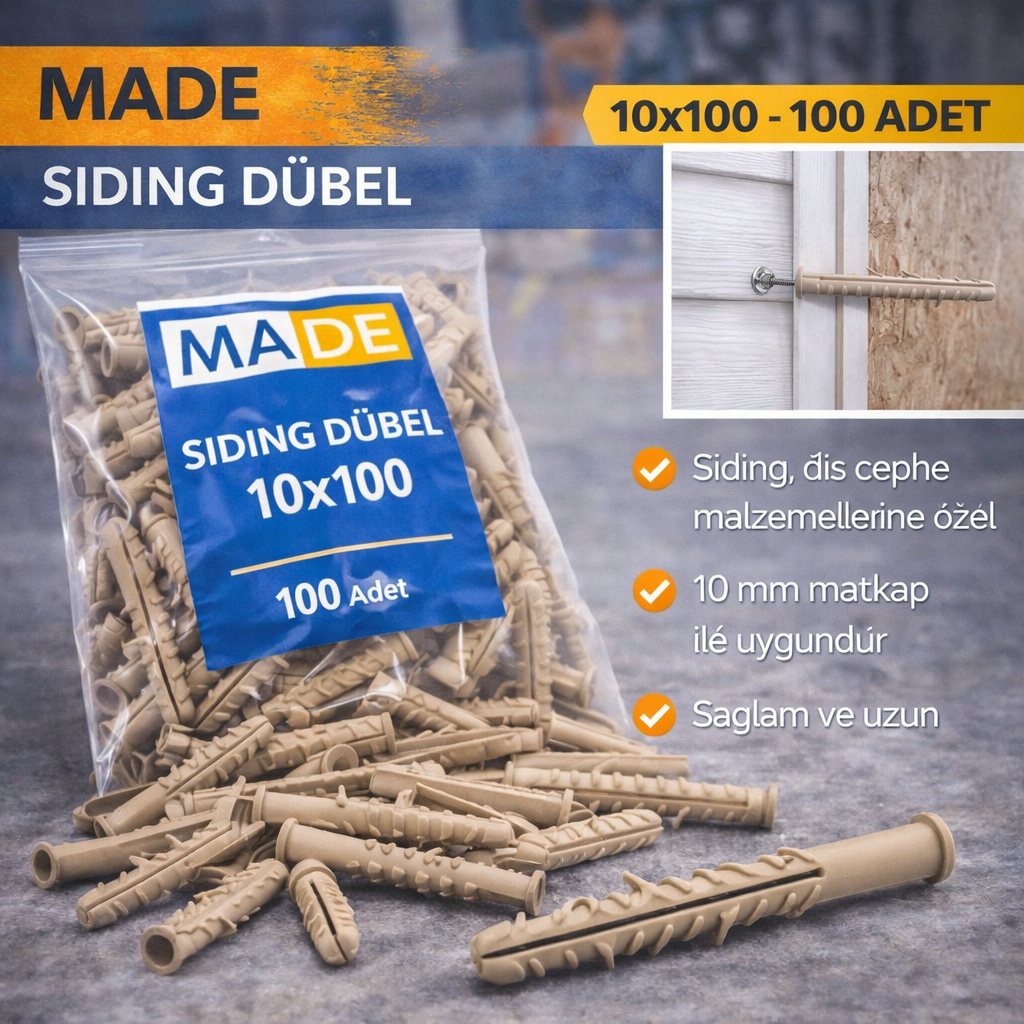 Made Siding Dübel 10 X 100 - 100 Adet
