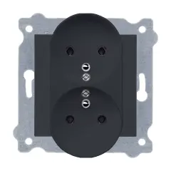 Exen Füme Modül+Kapak  Ikili Çocuk Korumali Ups Toprakli Priz (Tekli Çerçeve)