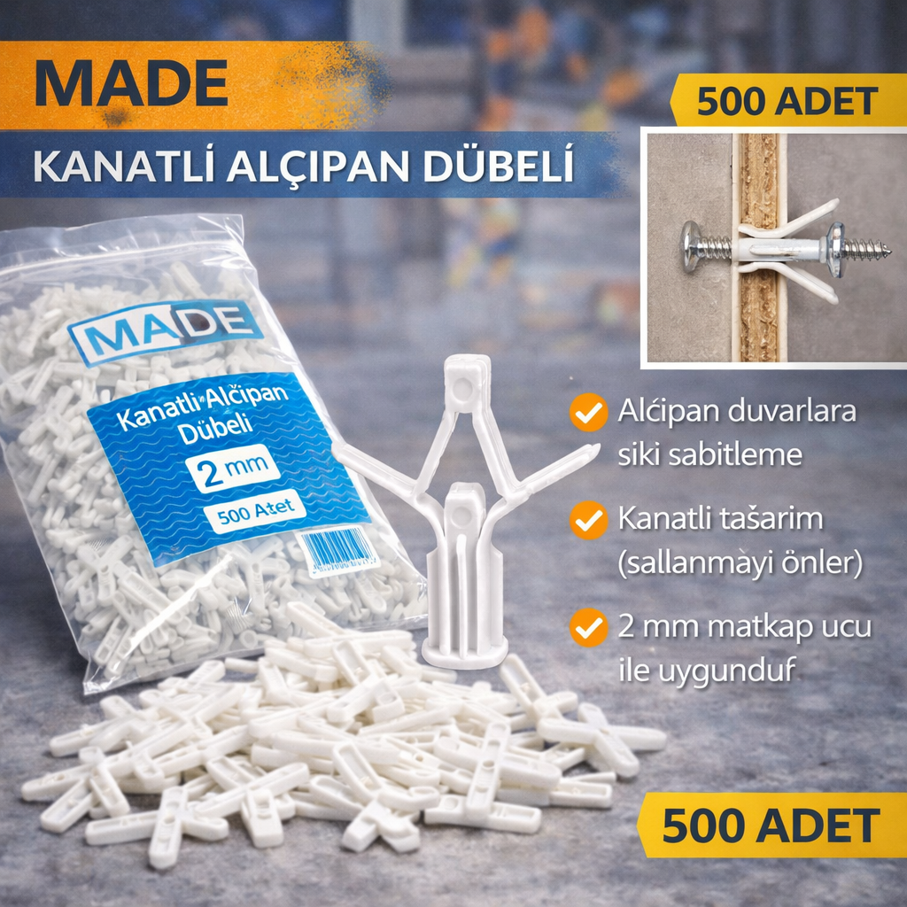 Made Kanatli Alçipan Dübeli 2Mm 500 Adet