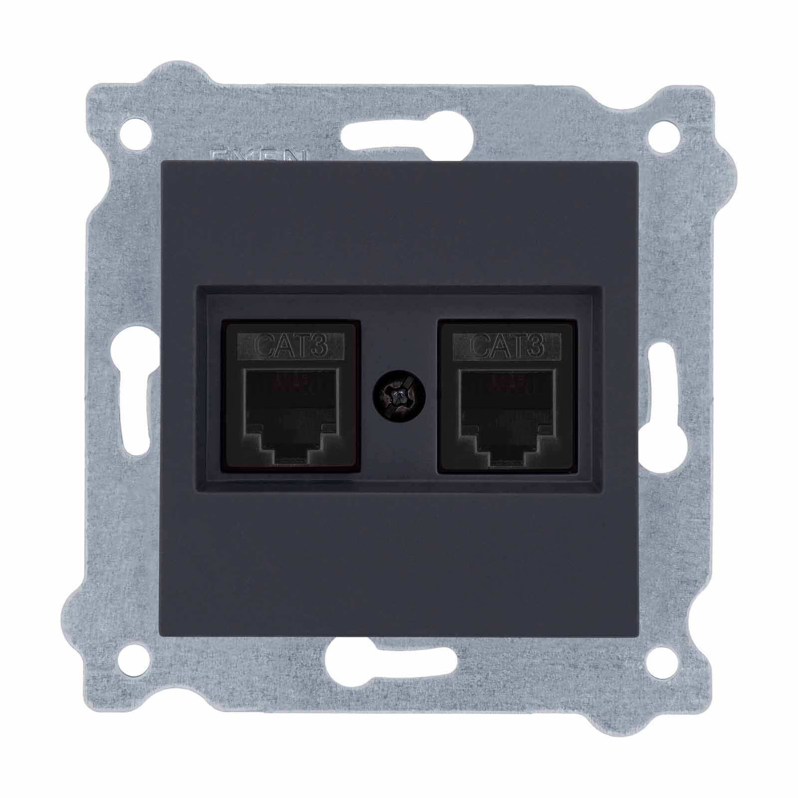 Exen Füme Modül+Kapak  Ikili Nümeris Telefon Prizi (2Xrj45 Cat3)