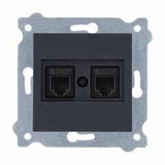 Exen Füme Modül+Kapak  Ikili Nümeris Telefon Prizi (2Xrj45 Cat3)