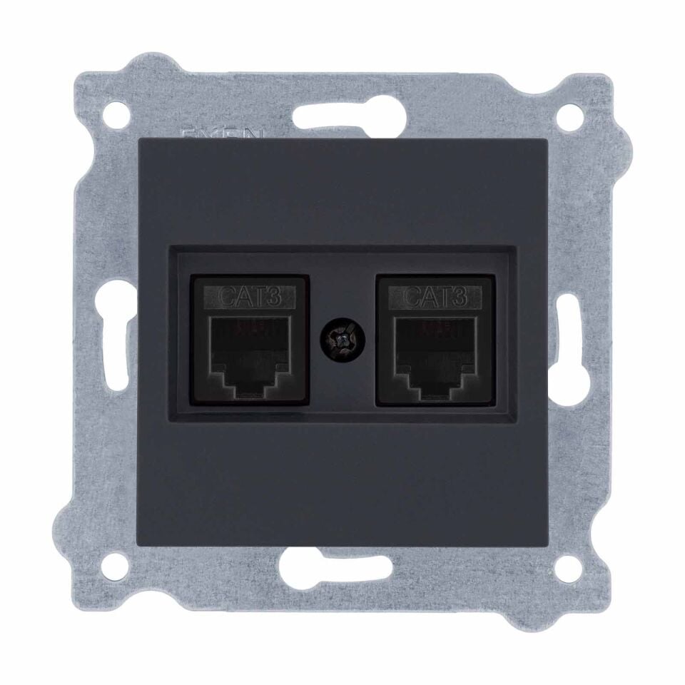 Exen Füme Modül+Kapak  Ikili Nümeris Telefon Prizi (2Xrj45 Cat3)