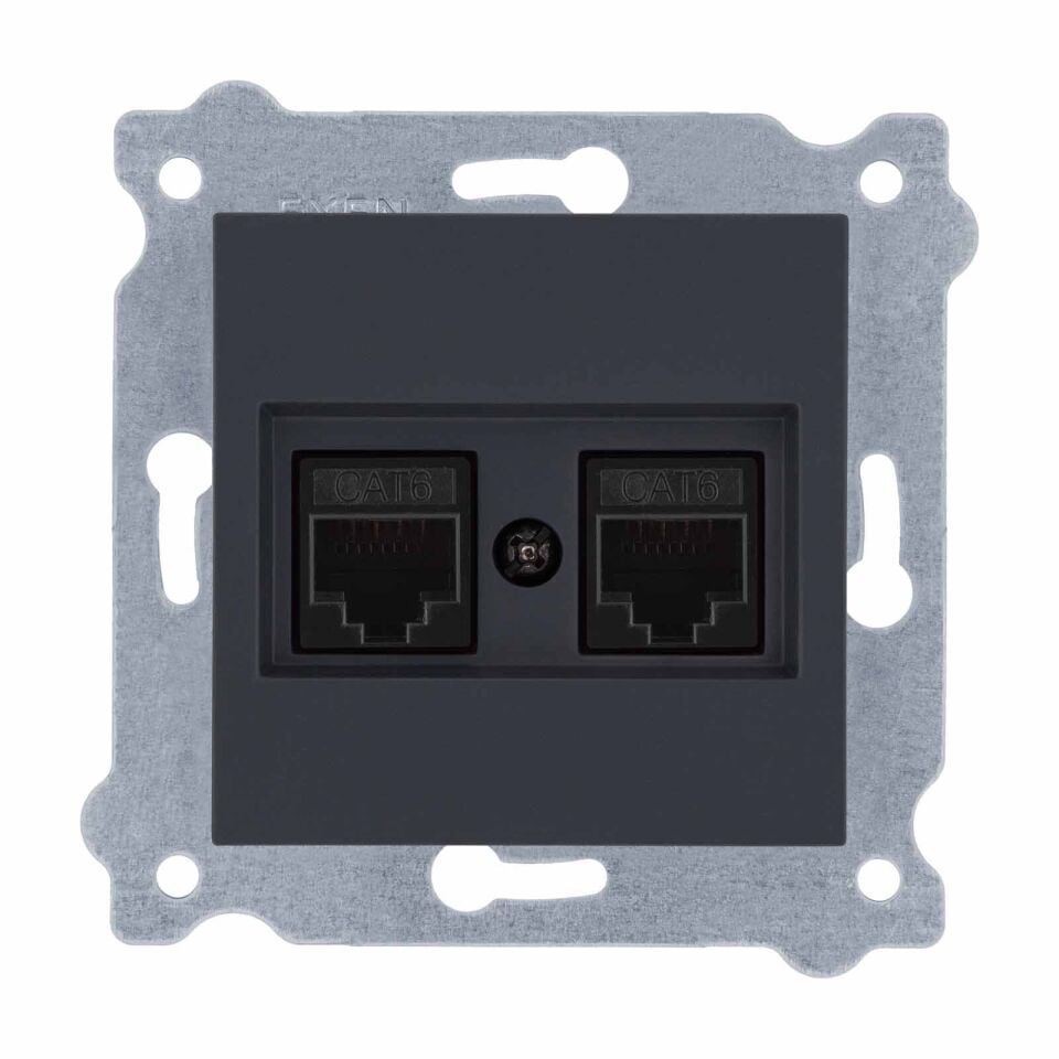 Exen Füme Modül+Kapak  Ikili Data Prizi Cat6