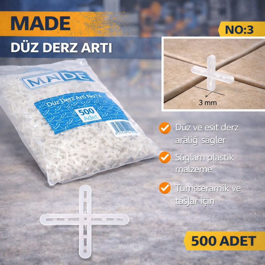 Made Düz Derz Arti No: 3 500 Adet