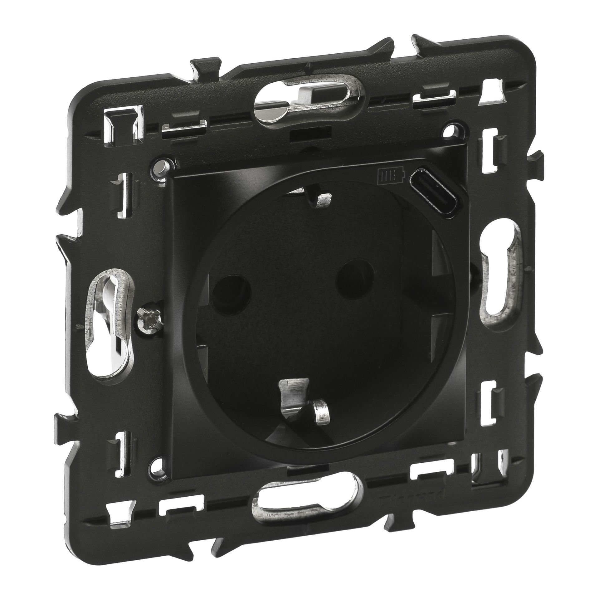 Legrand  Top. Priz + C Tipi USB Şarj Prizi, Otomatik, 16A, 250V~, 1.5A - 7.5W, 2M, Siyah LEG-079171L