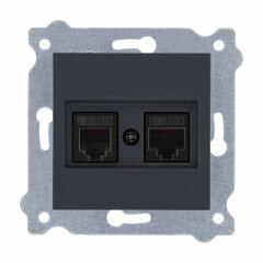 Exen Füme Modül+Kapak  Data Cat6 + Nümeris Telefon Prizi Cat3